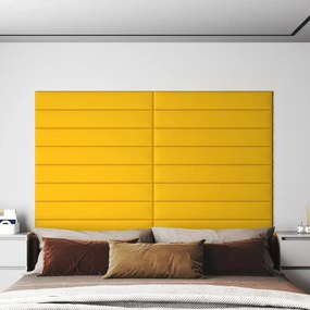 343897 vidaXL Painel de parede 12 pcs 90x15 cm veludo 1,62 m² amarelo