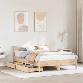 Estrutura de cama c/ gavetas 140x200 cm madeira de pinho maciça