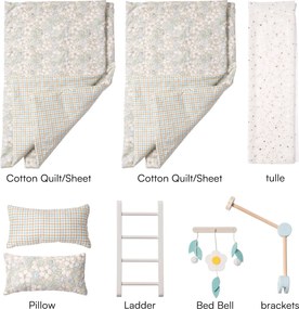 Cama de madeira de brincar 2 em 1 para bonecas (NÃO INCLUIDA) 55 x 30 x 46 cm Verde