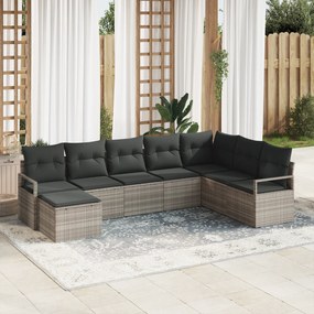 Conjunto de Sofá de Jardim vidaXL com 8 Peças e Almofadas Cinza Claro