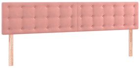 Cabeceira de cama c/ luzes LED veludo 200x5x78/88 cm rosa