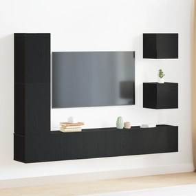 Conjunto de 6 Peças do Aparador de TV vidaXL Carvalho Preto Madeira Encenhada