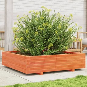 vidaXL Vaso/floreira jardim 100x100x26,5 cm pinho maciço castanho mel