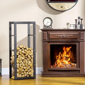 Prateleira para lenha de lareira 40 L x 25 l x 100 A cm, para uso interior e exterior, carga máxima de 100 kg, metal preto