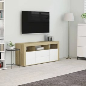 vidaXL Móvel TV 120x30x50 cm contraplacado branco e carvalho sonoma