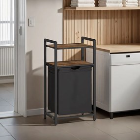 Cesto para roupa suja com 2 prateleiras de 50 x 33 x 92 cm preto