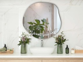 Autocolante para espelho S47 – Hey! Wash your hands. (round)