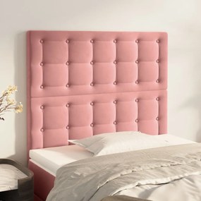 vidaXL Cabeceira de cama 2 pcs veludo 90x5x78/88 cm rosa