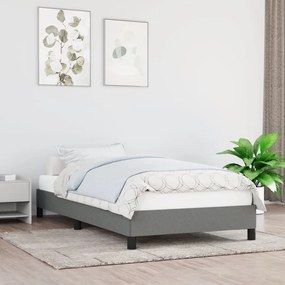 Estrutura de cama 90x200 cm tecido cinzento-escuro