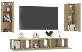 5pcs conjunto móveis de TV derivados de madeira carvalho sonoma