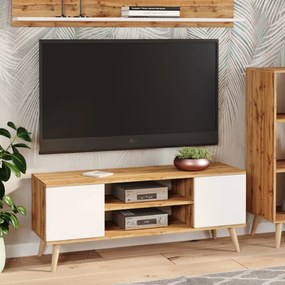 Móvel TV Focus 135 cm cor carvalho artesanal/ branco