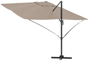 Guarda-sol de Braço Articulado Taupe Poliéster Grande Dobrável