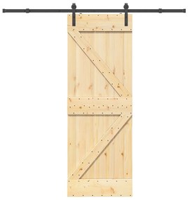 vidaXL Porta de correr com ferragens 70x210 cm madeira de pinho maciça
