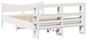 Estrutura de cama com cabeceira 160x200 cm pinho maciço branco