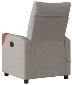Poltrona de massagens reclinável tecido cinzento-acastanhado