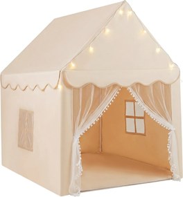 Tenda de brincar para crianças 105 x 120 x 140 cm para interior e exterior com tapete grosso Bege
