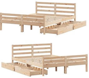 Cama sem colchão 140x190 cm madeira de pinho maciça