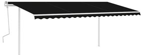 Toldo retrátil manual com luzes LED 5x3 m antracite