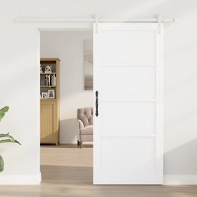 Porta Deslizante vidaXL com Conjunto de Hardware Branco 86x198.5 cm Ma
