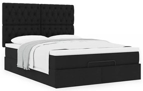 Estrutura de cama otomana com colchão 140x190 cm tecido preto