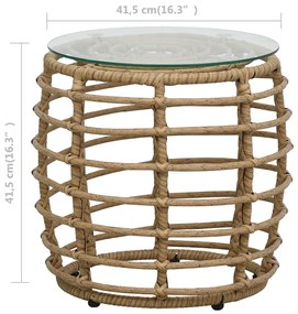 3 pcs conjunto bistrô vime PE cor carvalho