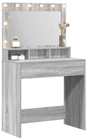 mesa de maquilhagem vidaXL com luzes LED cinza sonoma 79x41x135 cm