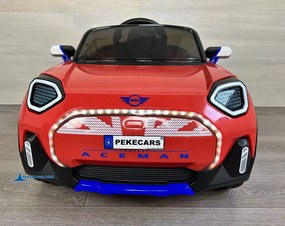 Carro elétrico para crianças MINI ACEMAN 12V 2.4G, Rodas de borracha, assento em pele sintética Vermelho