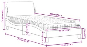 Cama com colchão 90x200 cm couro artificial cinzento