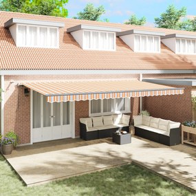 vidaXL Toldo Retrátil Automático com Listras LED Multicoloridas 600x300 cm