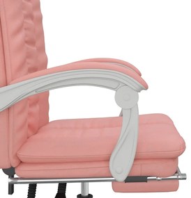 Cadeira de escritório reclinável couro artificial rosa