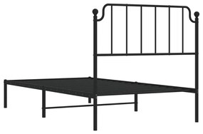 Estrutura de cama com cabeceira 100x200 cm metal preto