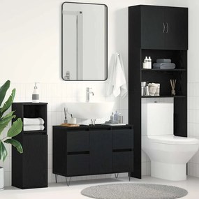 Gabinete de Pia de Banheiro vidaXL Carvalho Preto 80x33x60 cm Madeira Engenharia