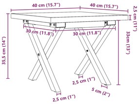 Mesa de centro estrutura em X 40x40x35,5 cm pinho/aço