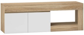 HOMCOM Móvel de TV com 2 Portas Prateleira Aberta Móvel de TV Televisóres de 60 Polegadas 140x40x48 cm Branco e Madeira