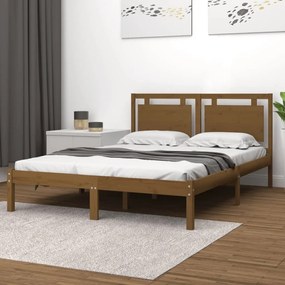 3105508 vidaXL Estrutura de cama dupla pequena 120x190 cm madeira castanho mel