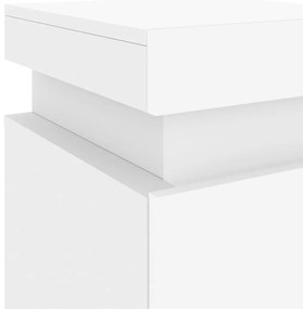 Mesa de cabeceira com luzes LED 35x39x55 cm branco