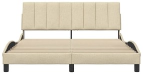 Estrutura de cama sem colchão 160x200 cm tecido cor creme