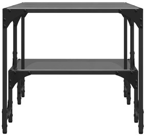 Mesa de centro com topo em vidro preto 98,5x50x45 cm aço