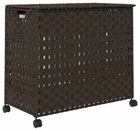 Cesto p/ roupa suja com rodas 66x35x60 cm vime castanho-escuro