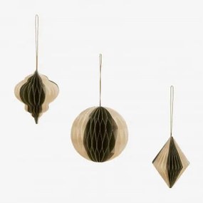 Conjunto De 3 Enfeites De Natal Em Papel Doreimi Verde Escuro - Sklum