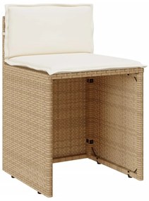 3 pcs conjunto bistrô com almofadões vime PE bege