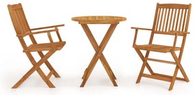 Conjunto bistro para jardim dobrável 3 pcs madeira de acácia