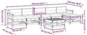 7pcs conjunto lounge jardim c/ almofadões madeira maciça branco