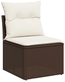 Conjunto de Sofá de Jardim vidaXL com Almofadas Castanho Rattan Poliés