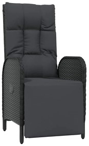 Conjunto de Jantar de Jardim com 5 Peças e Almofadas em Rattan Preto e