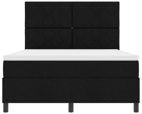 Cama Box Spring com colchão preta 140x200 cm tecido