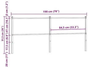 Cabeceira de cama 190cm derivados madeira/aço carvalho castanho