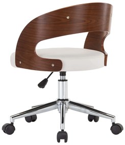 Cadeiras jantar 2 pcs madeira curvada e couro artificial branco