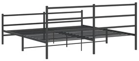 Estrutura de cama com cabeceira e pés 183x213 cm metal preto