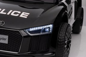 Carro elétrico para Crianças Audi R8 Policia 12V Rodas Espuma EVA, Assento couro ecológico Preto